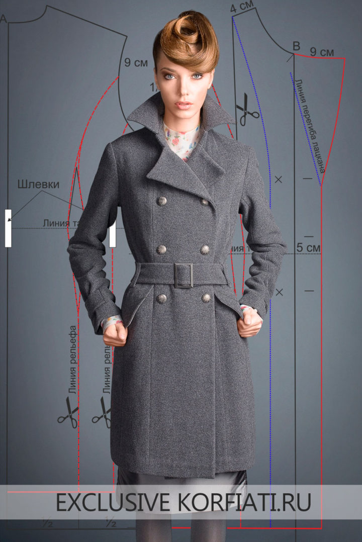 Выкройка классического пальто - изображение модели