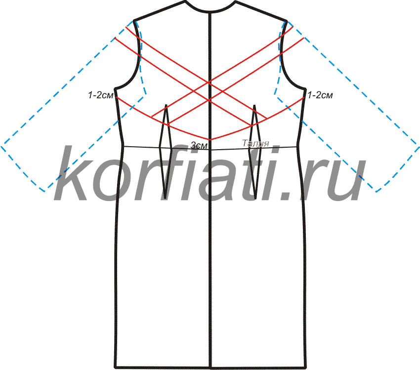 Выкройка платья с пайетками - моделирование спинки