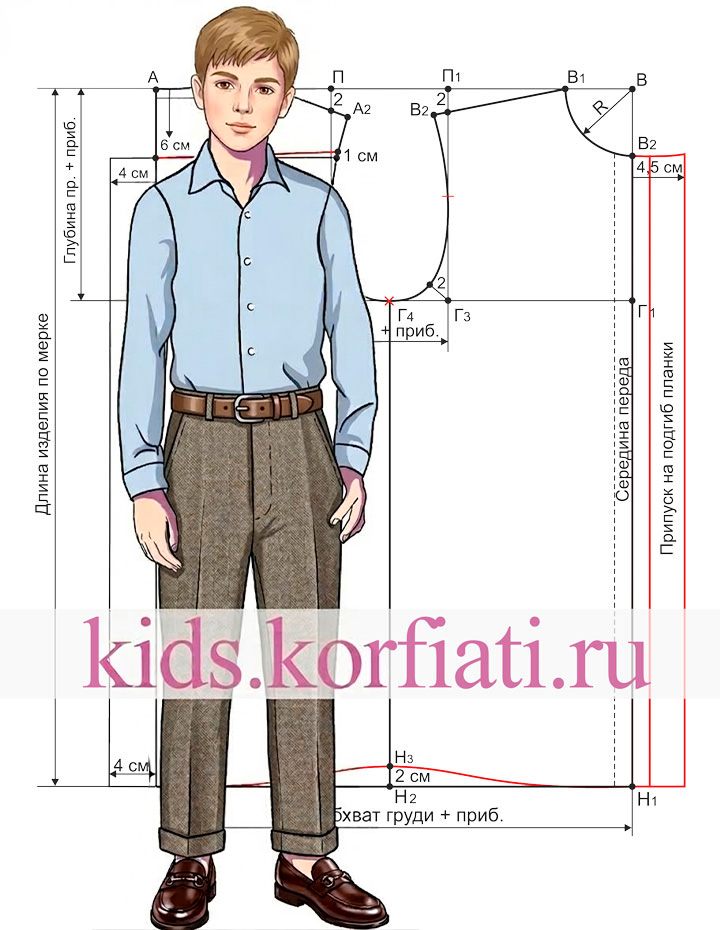 Выкройка классической рубашки для мальчика Выкройка рубашки для мальчика от Анастасии Корфиати