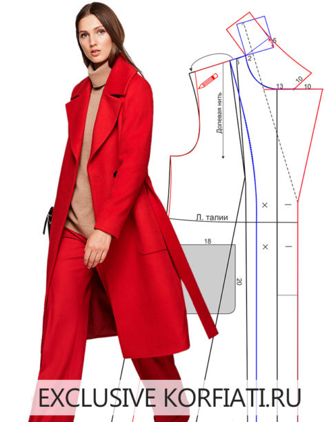 Выкройка пальто с короткими рельефами от Анастасии Корфиати | Выкройки, Пальто, Женское пальто