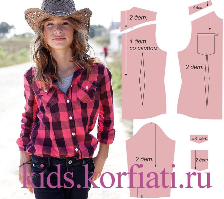 Выкройка рубашки для девочки в ковбойском стиле