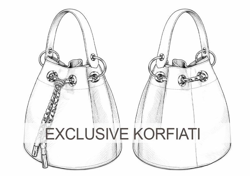 Bucket bag sketch - front and back Bucket bag sketch front and back - Korfiati Sewing School