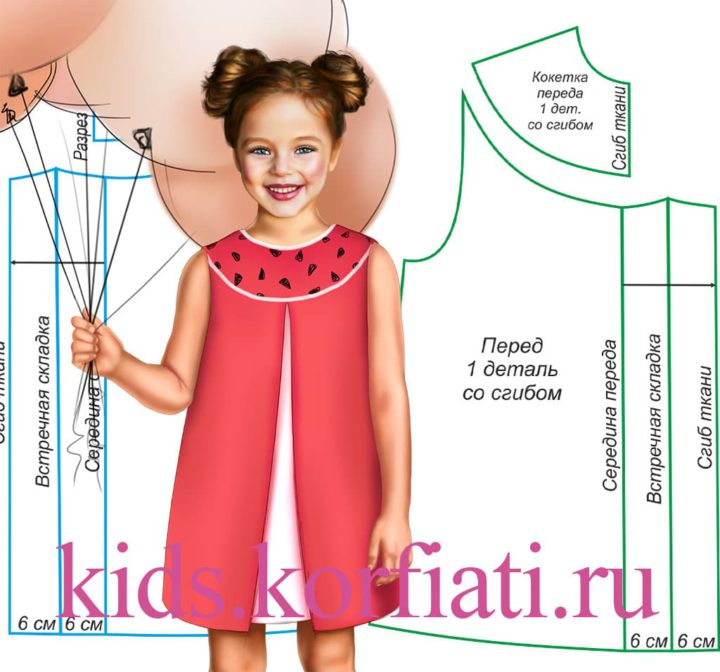 Платье с кокеткой для девочки выкройка