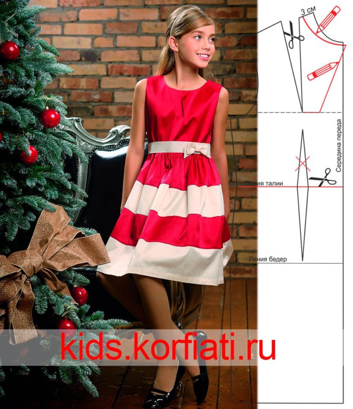 Выкройка нарядного платья для девочки