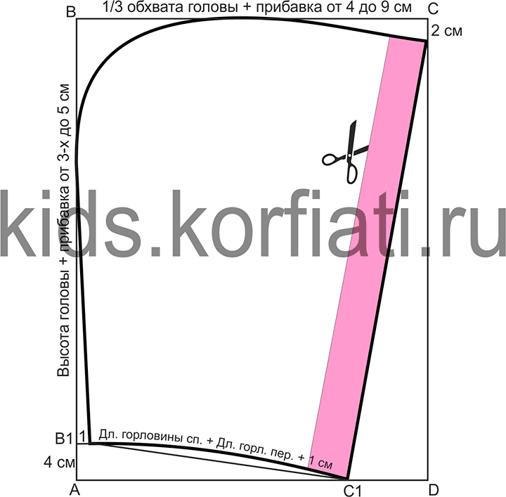Выкройка капюшона для детского халата