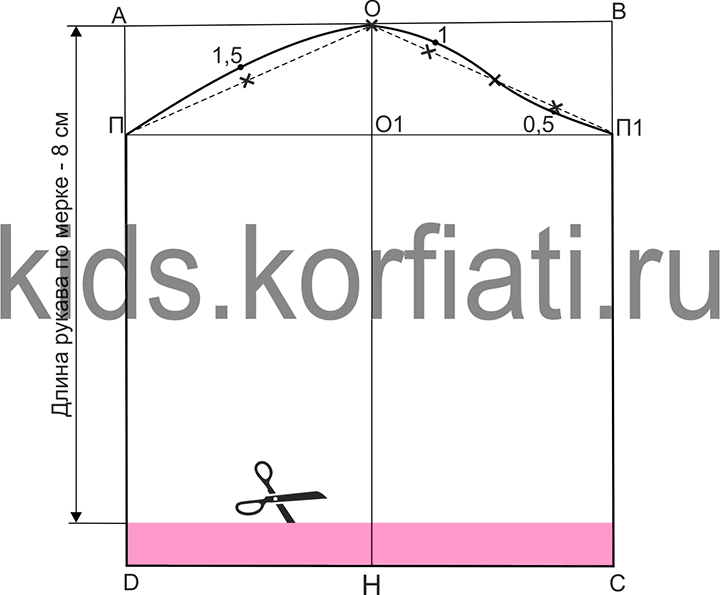 Выкройка рукава детского халата