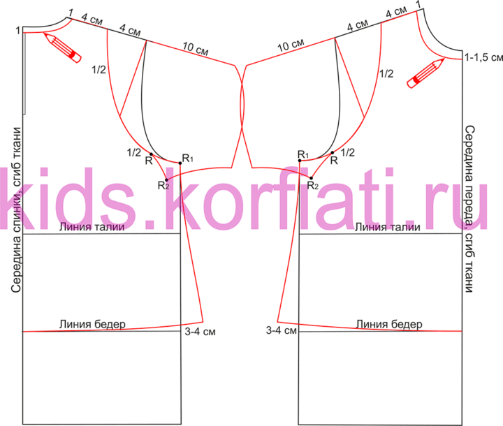 Выкройка летнего платья - моделирование спинки и переда